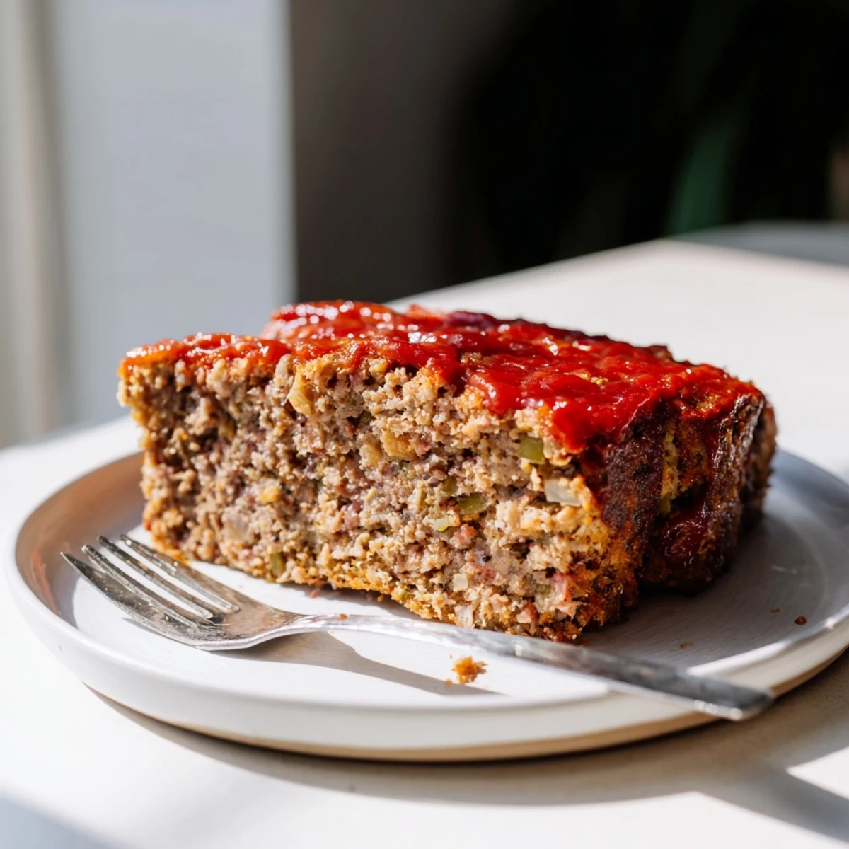 Golden brown Effortless Stove Top Stuffing Meatloaf, ready to slice, smells of savory herbs and beef.