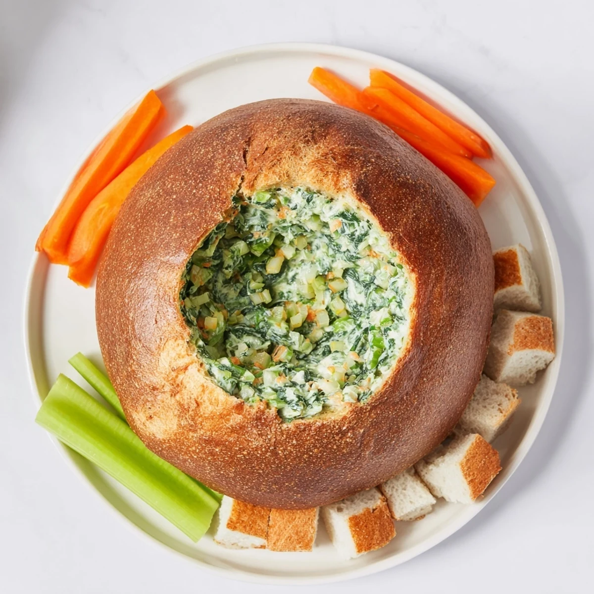 This photo shows a delicious The Best Spinach Dip Ever, perfect for serving with fresh veggies.