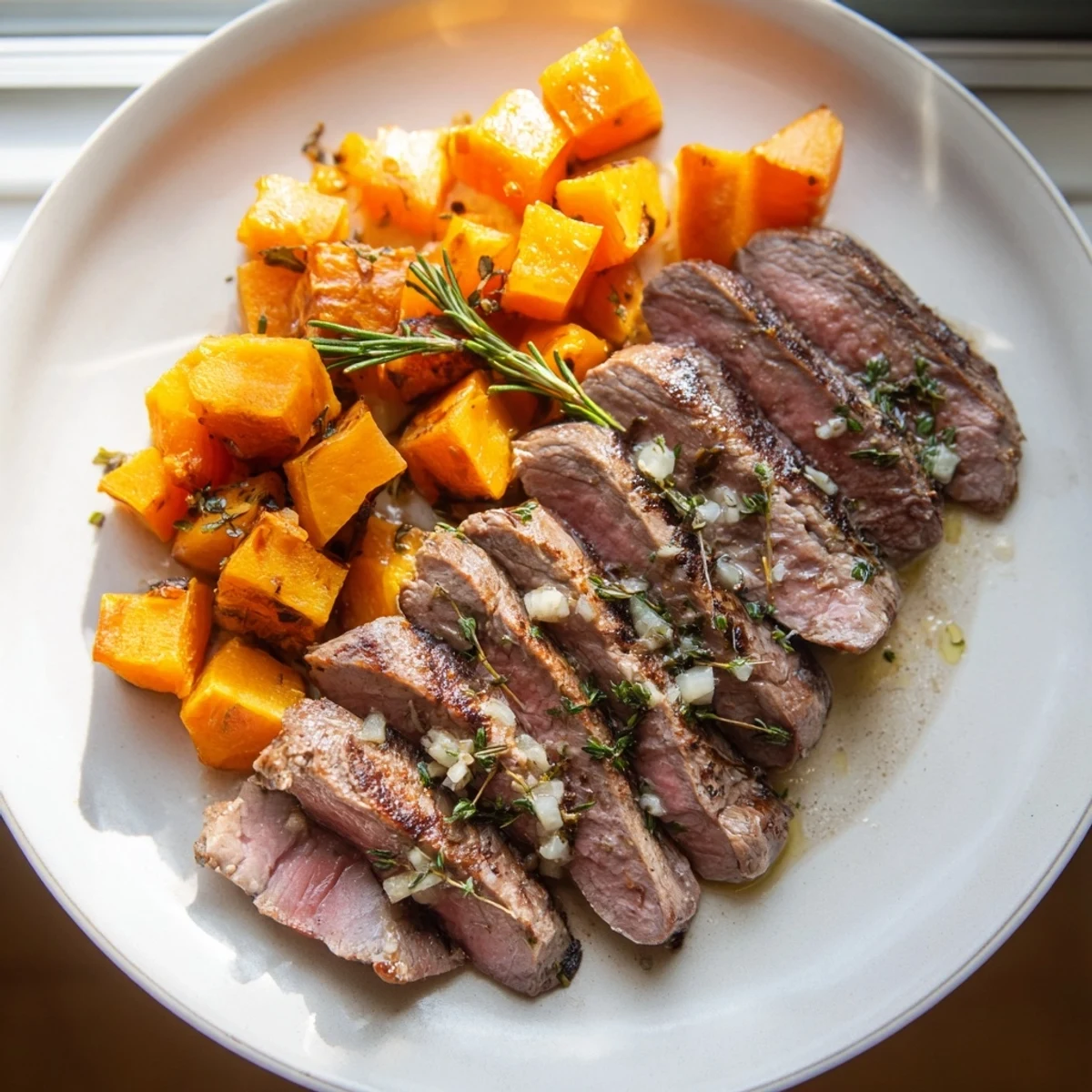 Butternut Squash Garlic Herb Steak