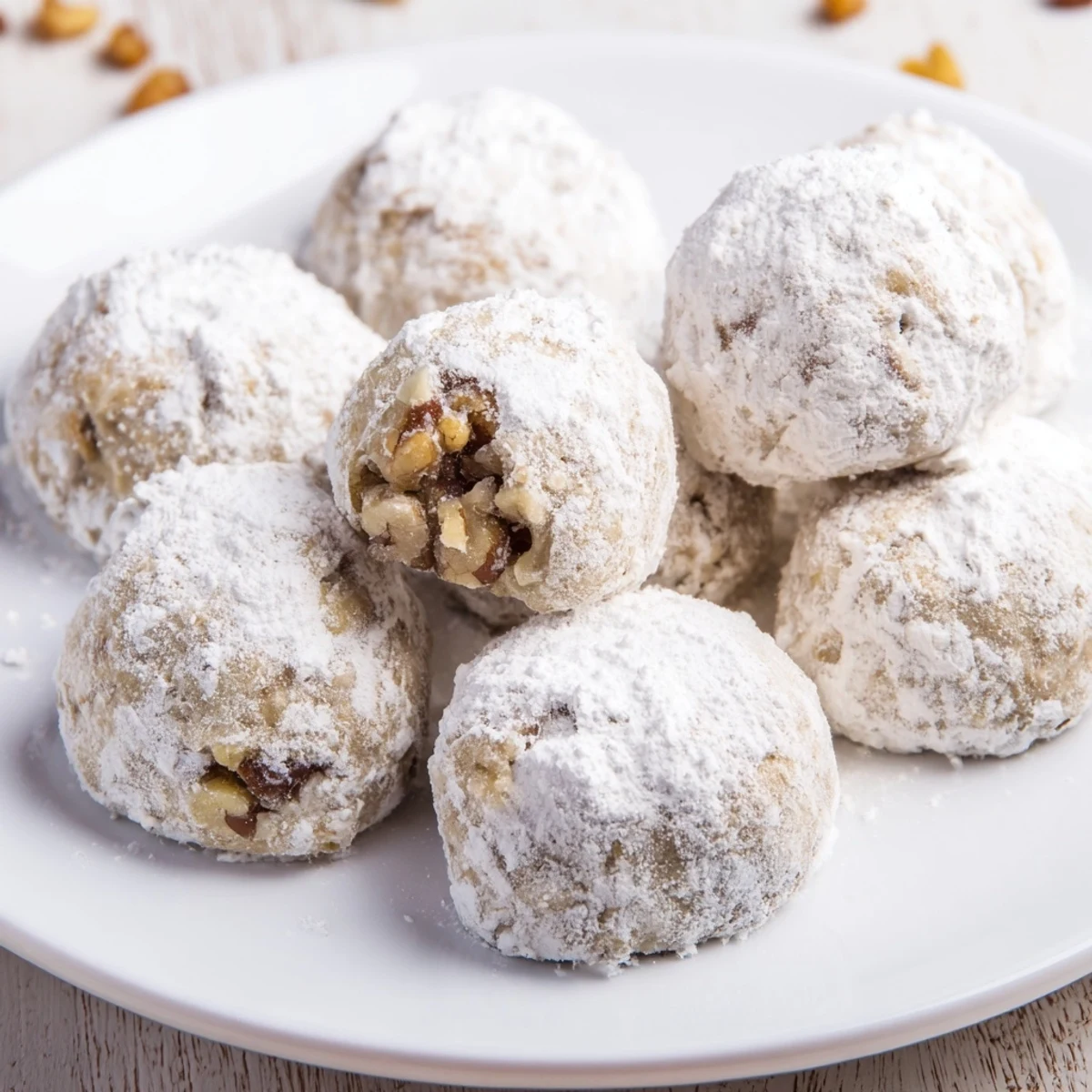 Warm, buttery Budget-Friendly Snowball Cookies, coated in a thick layer of sweet, snowy powdered sugar.