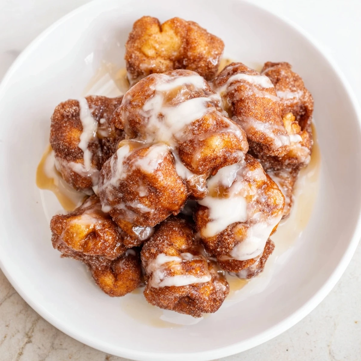 Cinnamon-sugar coated chunks of Easy Christmas Morning Monkey Bread, a delightful, pull-apart breakfast for the family.