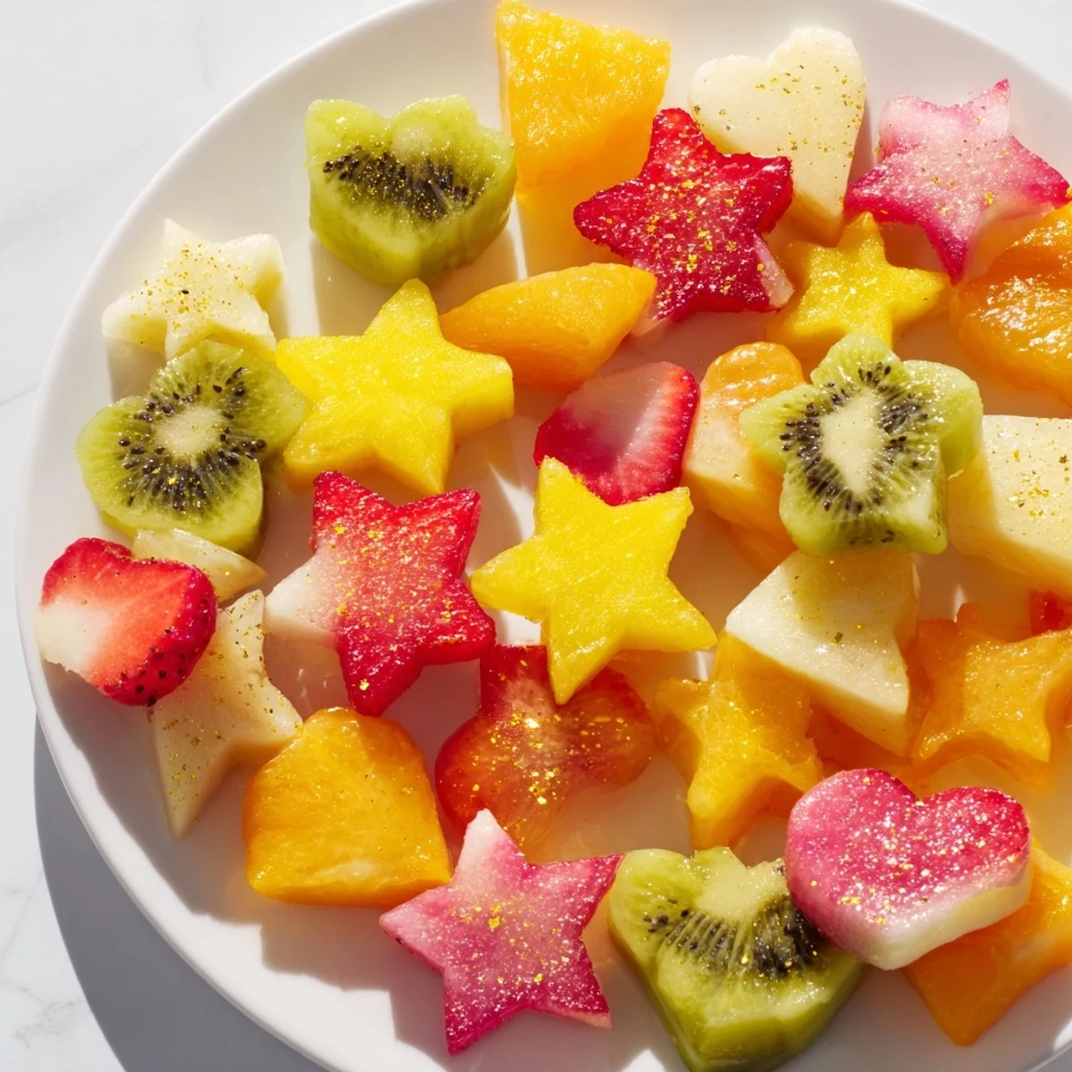 Vibrant Midnight Kiss Star & Heart cocktail garnishes, ready to enhance any celebratory cocktail.