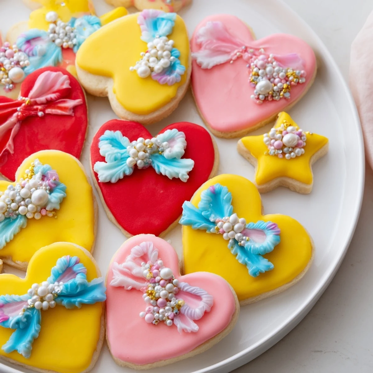 Pretty Bows Heart Star Cookies #104