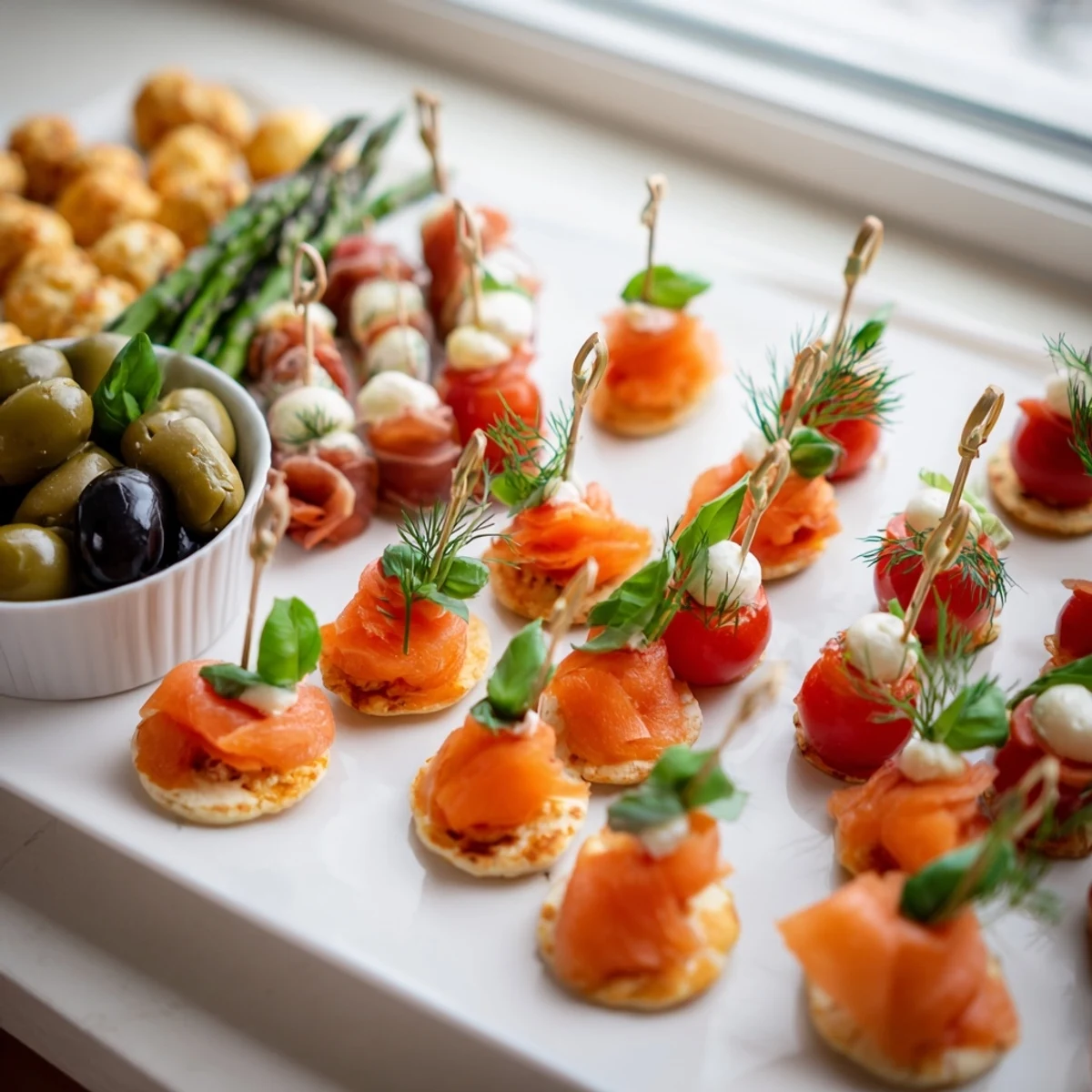 A Magical Moments New Year 2026 Platter, ready for cheering, featuring dips, desserts, and herbs.