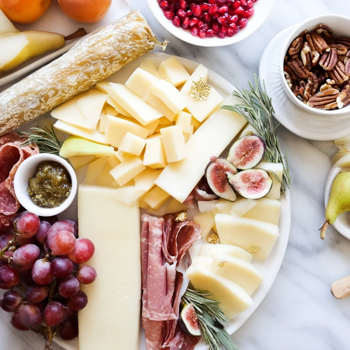 Vibrant Twelve Days of Christmas Snack Board overflowing with assorted cheeses, fruits, and crackers for holiday.