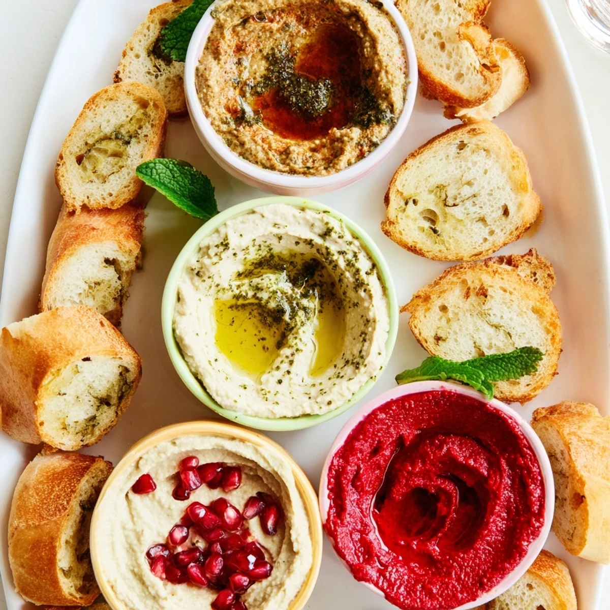 Appetizing Moroccan Tile Mosaic platter: colorful bowls overflow with dips, olives, and vibrant veggies.