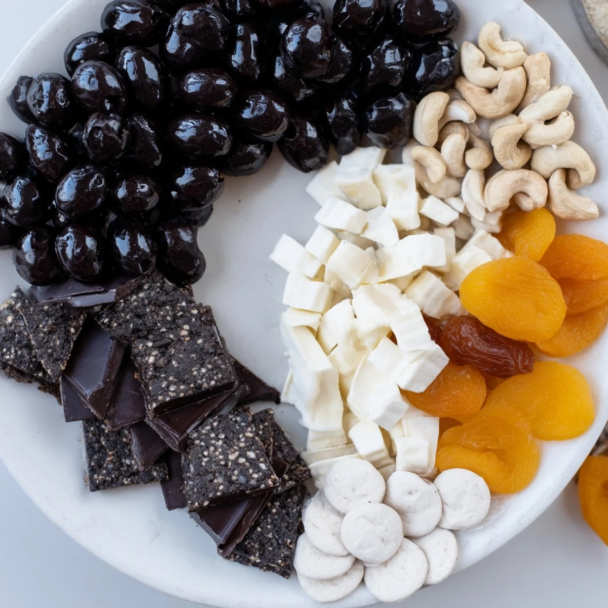 A beautifully arranged Yin and Yang Balance Board offering savory and sweet contrasts, ready to be enjoyed.