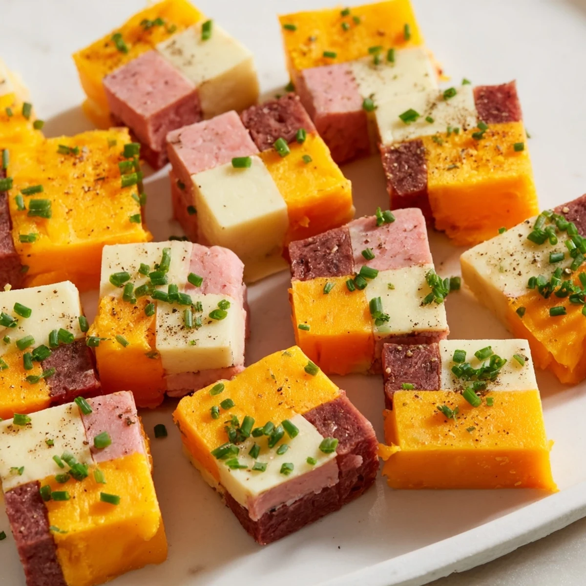 Freshly made Checkerboard Picnic Bites, a simple yet elegant appetizer bursting with flavor and perfect for gatherings.