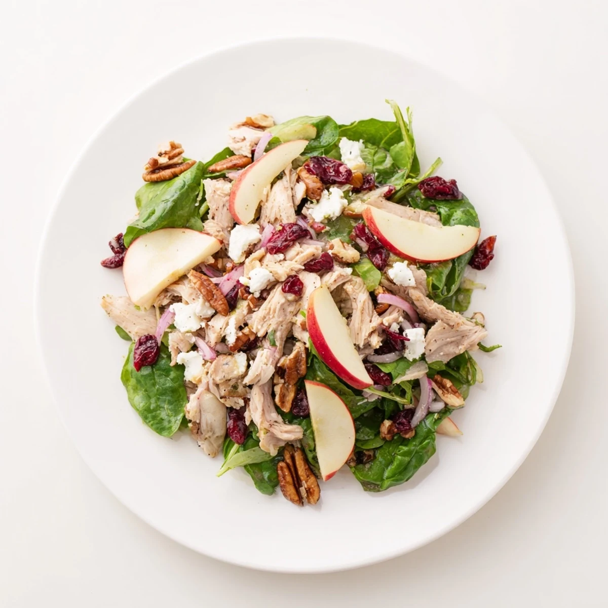 Fresh, crisp Chicken and Apple Winter Salad, a beautiful and appetizing blend of textures & flavors.