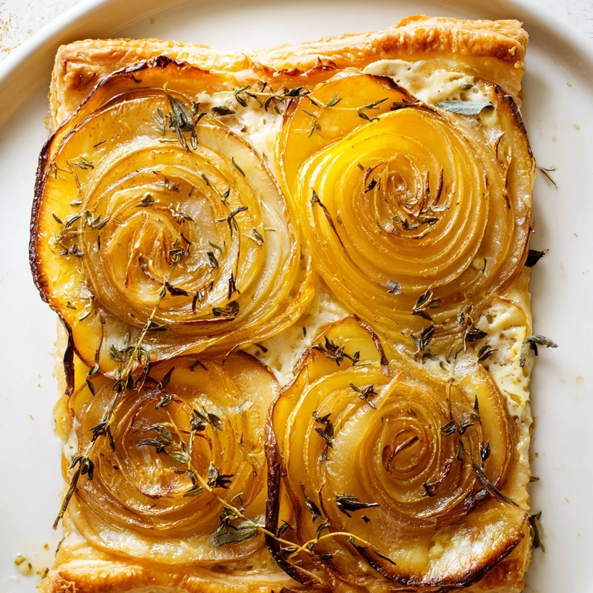 Golden caramelized onions atop flaky pastry make this savory Caramelized Onion Tart irresistible.