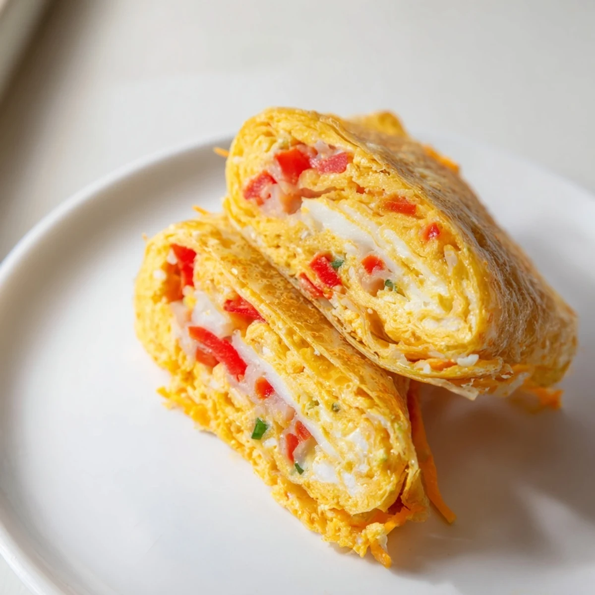 Enjoy a quick, crispy Rice Paper Egg Cheese Wrap, packed with flavorful eggs and cheesy goodness.