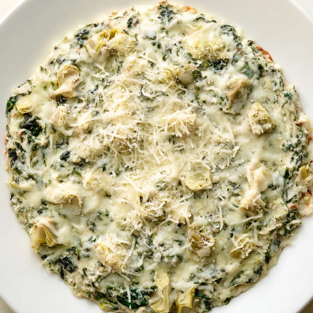 Spinach Artichoke Dip, bubbling and golden, served hot with crisp tortilla chips.