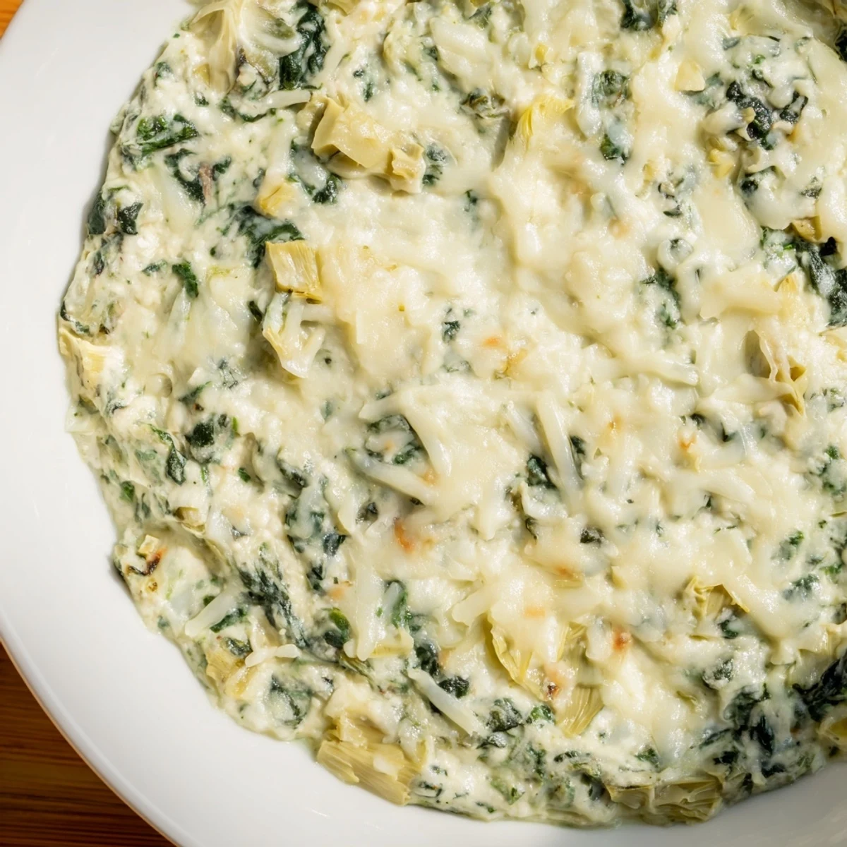 The creamy, cheesy Spinach Artichoke Dip: a party favorite, fresh from the oven, ready to serve.