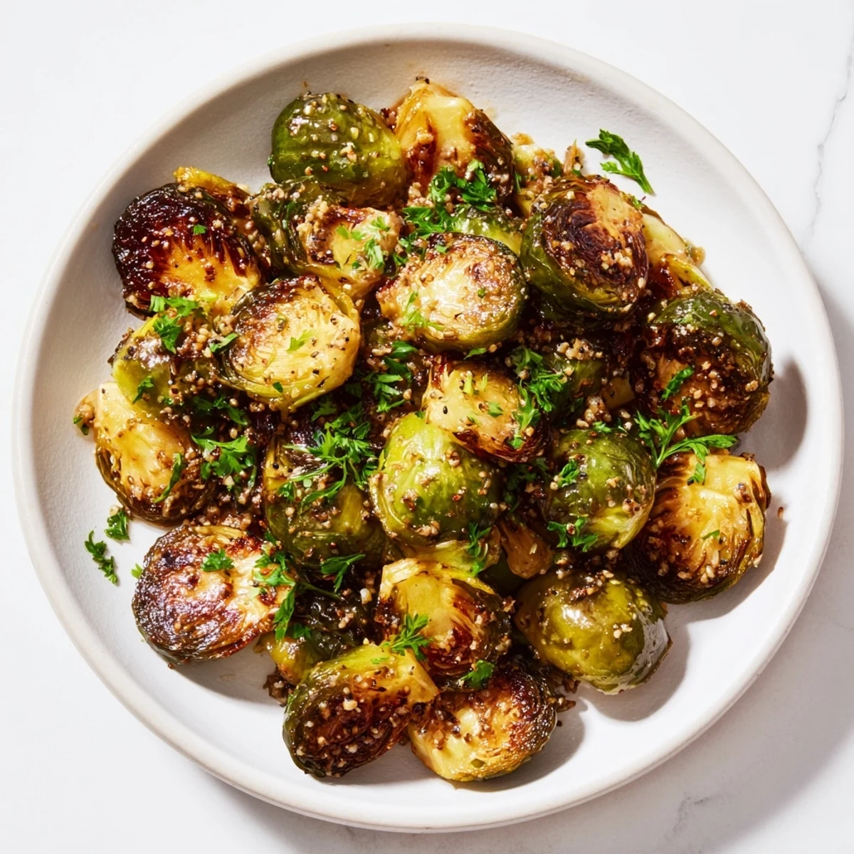 Caramelized and glistening, these Honey Mustard Glazed Brussels Sprouts promise a delightful bite in every serving.