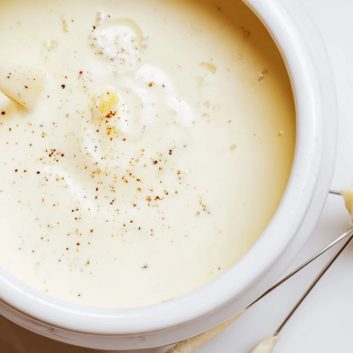 Crusty bread and colorful vegetables eagerly awaiting a dip in cheesy Swiss fondue.