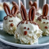 Easter Bunny Cake Pops with White Chocolate Coating: adorable, festive bunny-shaped cake pops dipped in creamy white chocolate, perfect for spring celebrations.