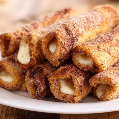 Golden Easy French Toast Roll-Ups sprinkled with cinnamon sugar, perfect for a quick breakfast treat.