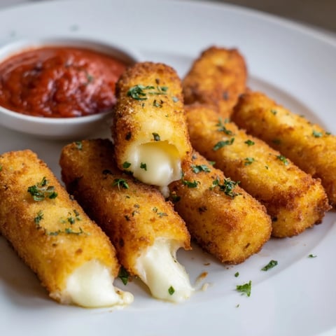 Golden, crispy air fryer mozzarella sticks, a perfect quick American snack, served with warm marinara.
