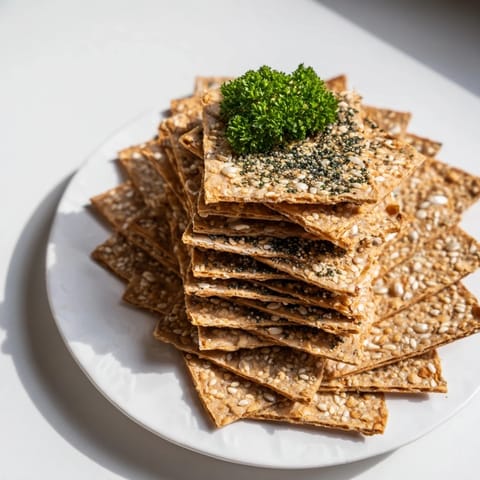 Crisp Gourmet Crackers artfully arranged to create an appetizing, easy appetizer for entertaining guests.