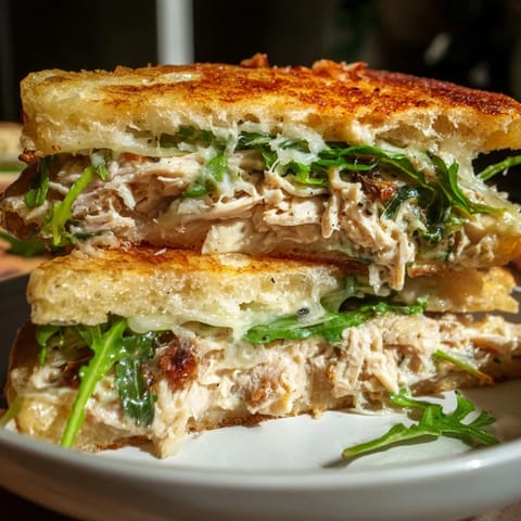 Savory and cheesy Leftover Pizza Chicken Sandwich with a crispy crust, an inviting lunch item.
