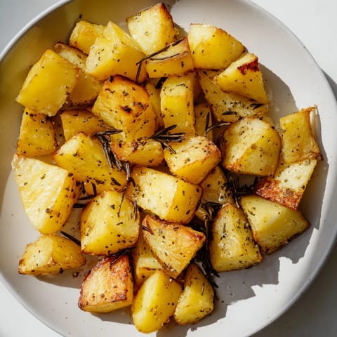 Hot from the oven: these beef tallow roasted potatoes offer a delightful, irresistibly crispy exterior.