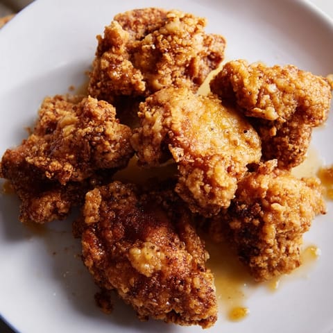 Juicy chicken thighs fried to a perfect crunch, drizzled with sweet and spicy hot honey butter for a Southern-inspired meal.