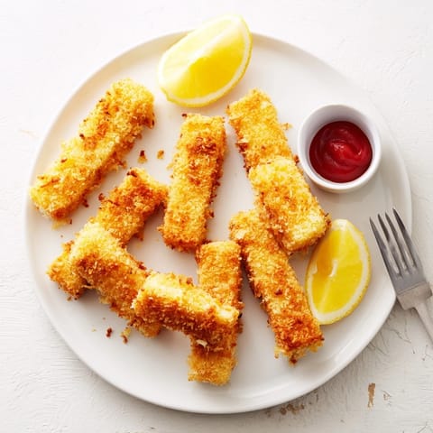 Thick slices of Crispy Panko Halloumi fried until perfectly crunchy, served hot and ready to dip into a vibrant spicy sauce alongside lemon.