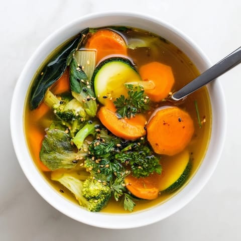 Hearty Collagen-Boosting Broth Bowl garnished with fresh parsley and sesame seeds, served alongside lemon wedges.  