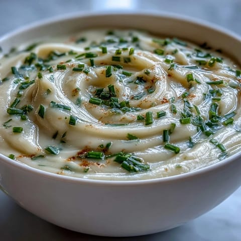 Steaming Celery Root Bisque served in a rustic white bowl, with a crusty baguette slice on the side, perfect for a gluten-free vegetarian dinner.