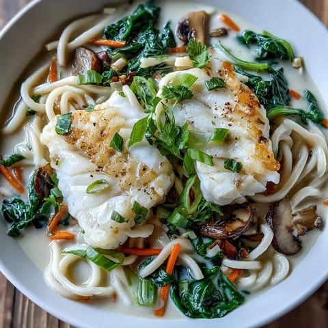 Poached Cod Spiced Coconut Broth