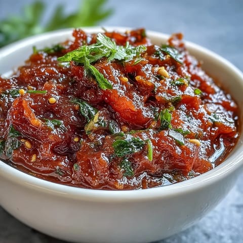 Fresh, vibrant Guava Chutney with a golden tempering of mustard seeds and curry leaves, served in a rustic bowl for dipping idli and dosa.