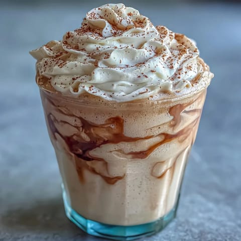 High-protein Vanilla Bean Frappuccino Protein Shake made with Greek yogurt, almond milk, and vanilla protein powder for a nutritious boost.