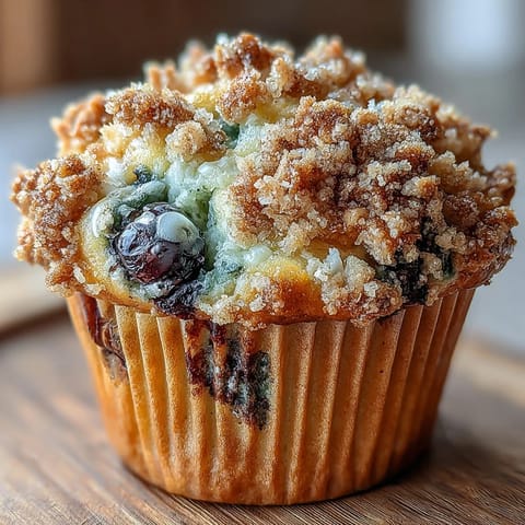 Fluffy sourdough muffins bursting with juicy blueberries and a bright lemon aroma, crowned with a buttery streusel topping for irresistible crunch.
