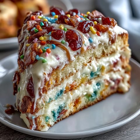 Vibrant Cinco de Mayo Piñata Cake with rainbow layers and candy surprise inside.