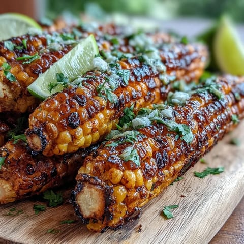Close-up of grilled corn ribs with vibrant chili lime butter, smoky charred edges visible.