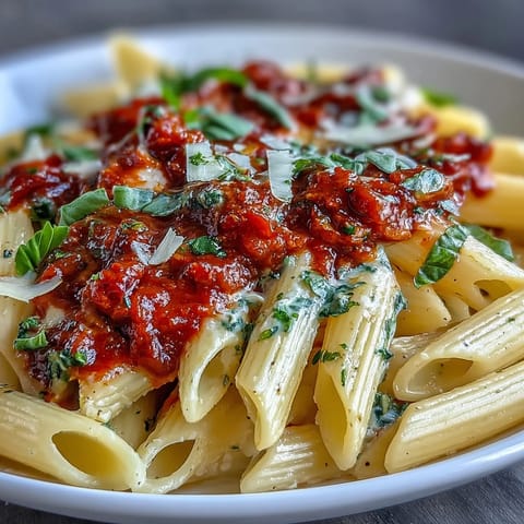 A quick and easy one-pot creamy tomato basil pasta bursting with Italian herbs.