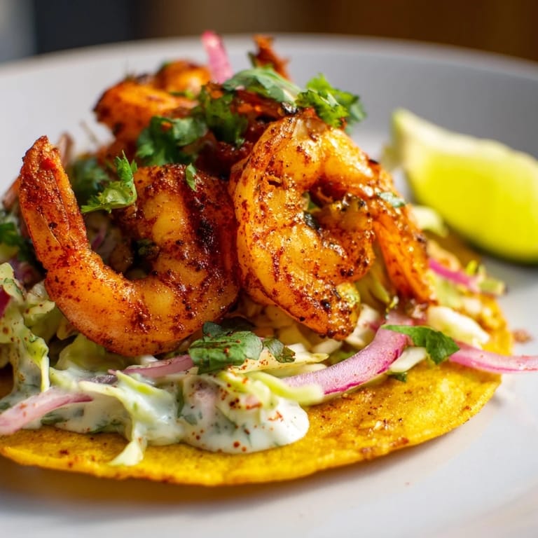 Juicy shrimp nestled in 15-Minute Shrimp Tacos, enhanced by colorful cabbage slaw.  