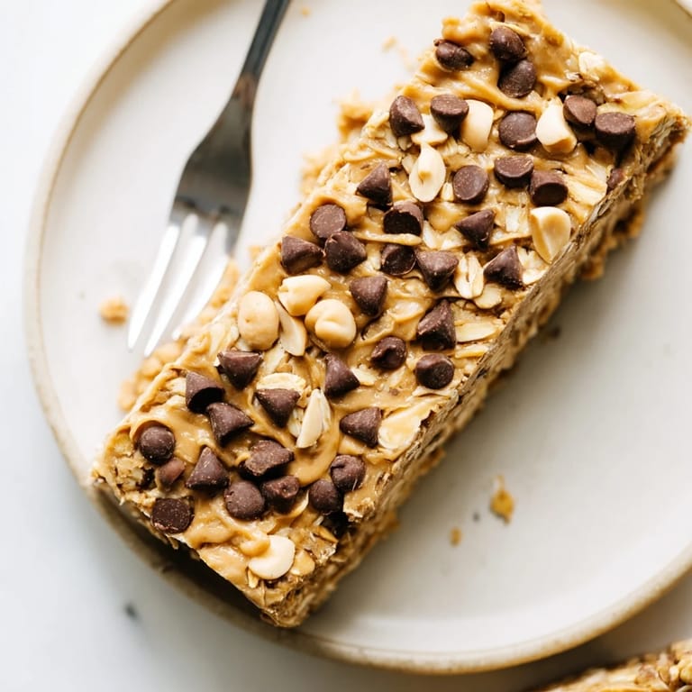 Delicious No-Bake Peanut Butter Oat Bars with wholesome oats and creamy peanut butter.