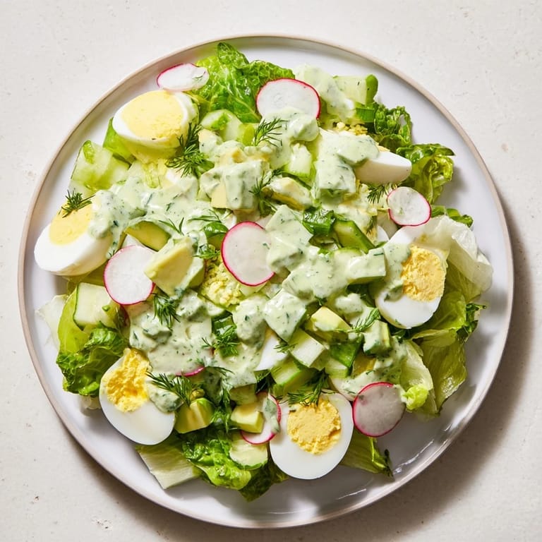 Beautifully plated Green Goddess Chopped Egg Salad, ideal for a picnic or a satisfying, light meal.