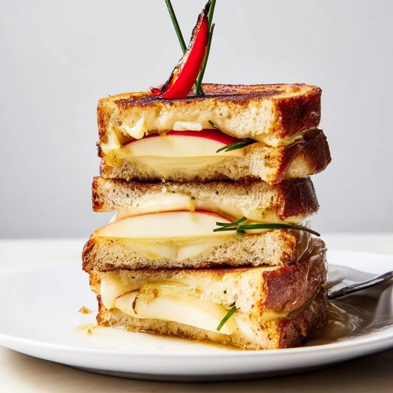 Festive Christmas Candle Grilled Cheese made with Brie, apple, and honey, grilled until the bread is perfectly toasted.