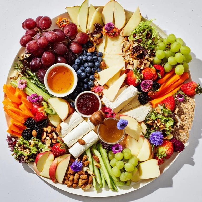 Vibrant colors and textures abound in this delightful Enchanted Forest Grazing Board, perfect for sharing and easy enjoyment.