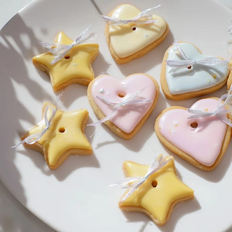 Buttery, vanilla-scented Mignonneries Coeurs et Étoiles Rubans, ready to be iced and strung with ribbons.