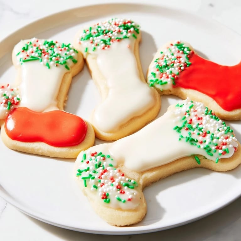 Warm, freshly baked Christmas Boot-Shaped Delights, adorned with red, green, and white icing, perfect for sharing.