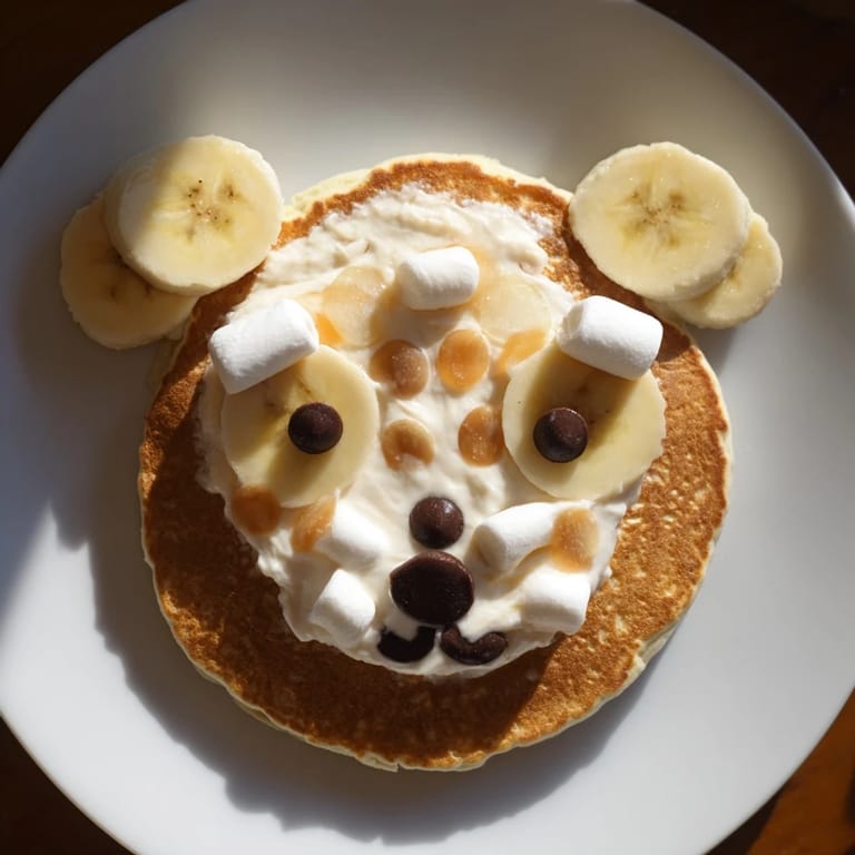 Enjoy a delightful spread of polar bear pancakes, complete with fresh blueberries, ready for a special family meal.