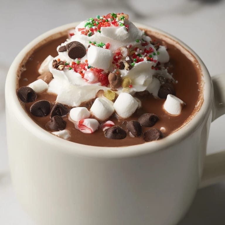 Serving suggestions: warm mugs filled with delightful Reindeer Hot Cocoa bar toppings for a cozy holiday treat.