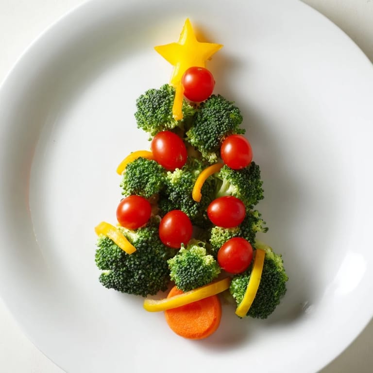 Arrange the healthy Broccoli Tree with Cherry Tomatoes on a platter, ready for kids and party guests.