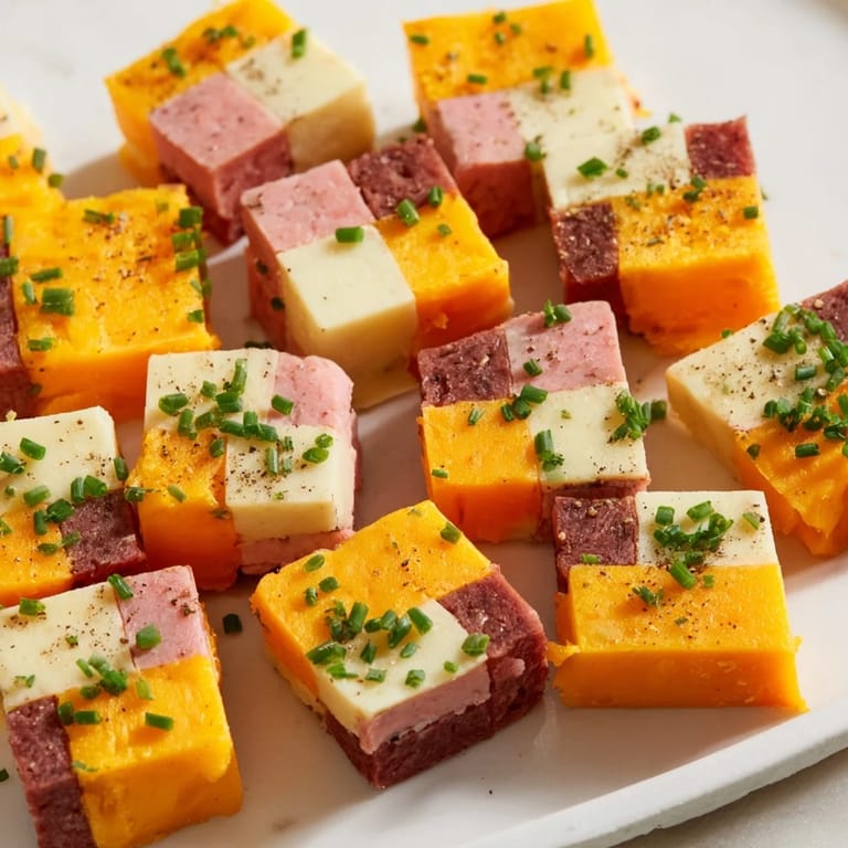 Freshly made Checkerboard Picnic Bites, a simple yet elegant appetizer bursting with flavor and perfect for gatherings.