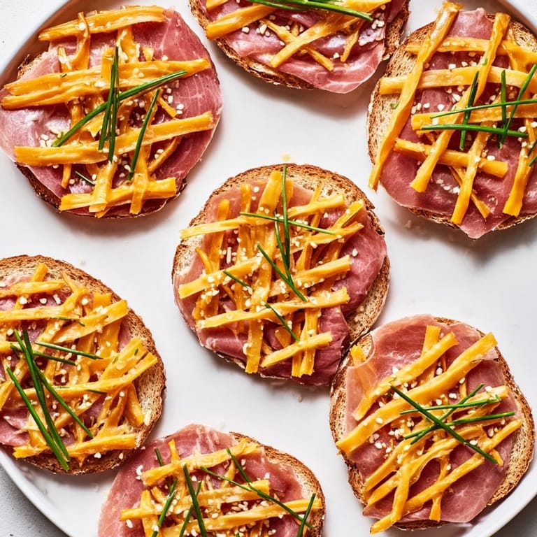 Visually appealing Lattice Window: crispy pretzel lattice provides texture to savory meats and cheeses, ideal for an easy appetizer.