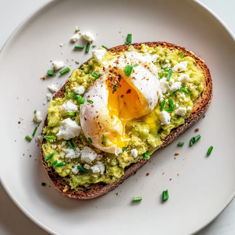 Everything bagel seasoning sprinkled over fresh avocado toast, a simple yet flavorful American brunch option.