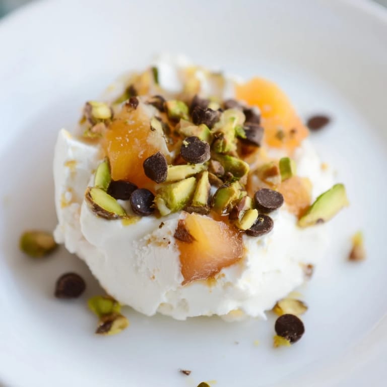 These frozen peach yogurt bites, a simple dessert, showcase frozen peach bits in refreshing yogurt.